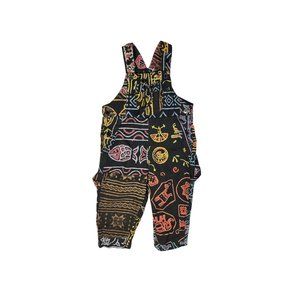 NWT Sacred Threads Kid's Size S Overalls Folk Art Print Black Cotton